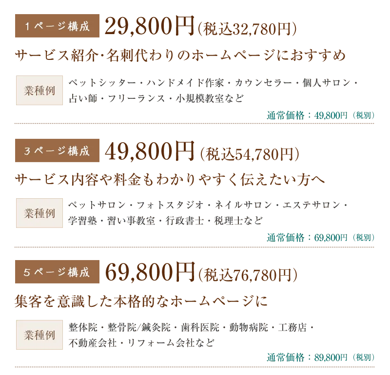 29,800円からのホームページ制作